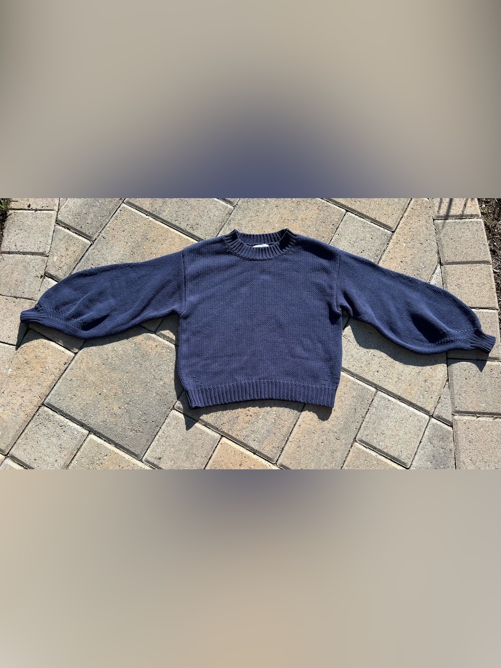 Princess Polly Navy Harmony Balloon Sleeve Knit Sweater S/M